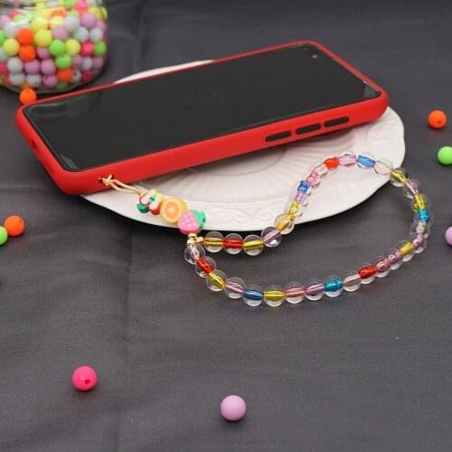 Glass Beads Phone Lanyard Strap For iphone huawei redmi samsung xiaomi Fashion Mobile Phone ID Card Short Rope String Holder