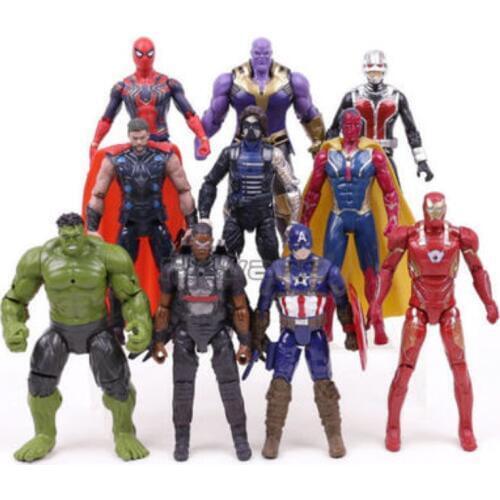 Christmas gift Marvel Avengers 3 Black Panther Action Figures Toys Set Hulk Captain America Spiderman Thanos Iron Man Hulkbuster