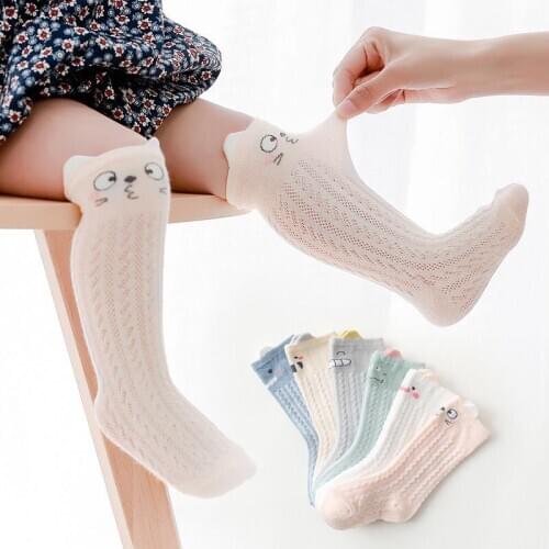 Mesh cartoon baby anti-mosquito socks Breathable cotton baby long socks Spring and summer cute animal anti-mosquito socks