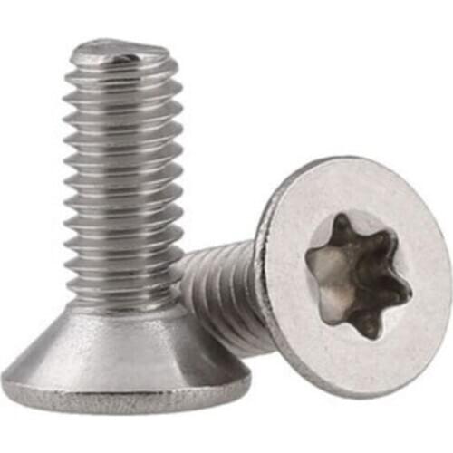 10/50pcs M1.6 M2 M2.5 M3 M4 M5 M6 M8 304 A2-70 stainless steel GB2673 Six-Lobe Torx Flat Countersunk Head Screw Six Lobe Bolt