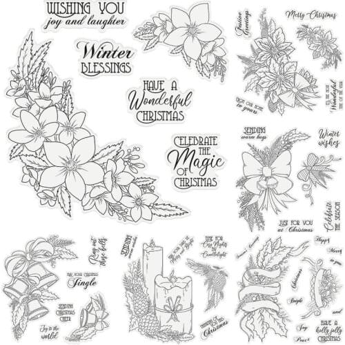 1PC Flower Pattern Christmas Candle Stamp Cutting Dies Scrapbooking Embossed Seal DIY Handmade Craft Accessories