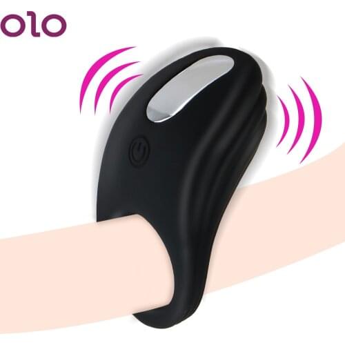 OLO 7 Modes Vibrating Penis Ring Chastity Sex Products Sex Toys for Men Male Cock Ring Vibrator Silicone Delay Ejaculation