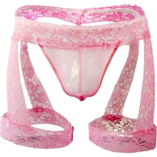 Sissy Sexy Mens Panties Underwear Men Underpants Lace Gay Thong Enhance Pouch Bikini Hollow Out Man Briefs Jockstrap Man Pants