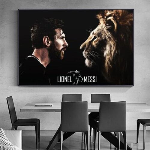 Man and Lion Looking At Each Other Modern Canvas Painting Wall Art Nordic Posters and Prints Wall Pictures for Living Room Decor