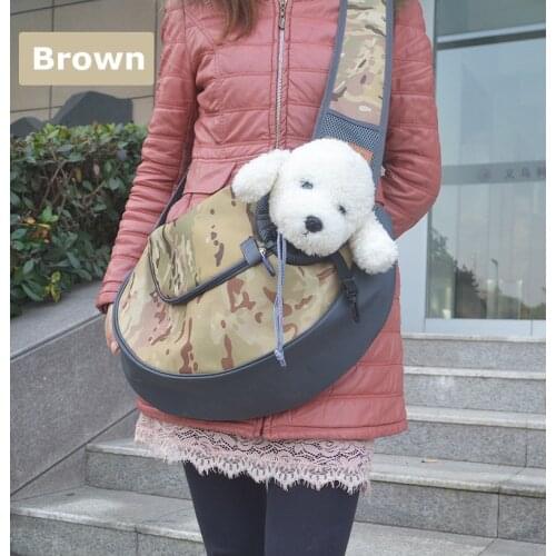 Hands-free Puppy Pouch Camouflage Bag Dog Bag Pet Carrier Sling Shoulder Portable Travel Breathable Mesh Tote Shoulder