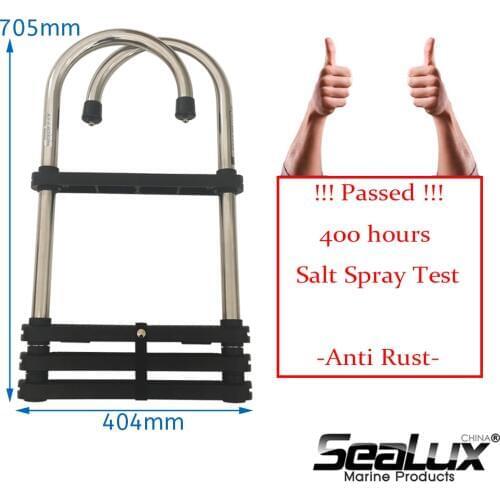 Sealux Telescoping Marine Grade Stainless Steel 304 4 steps Gunwale Hook Ladder Foldable Boarding Ladder for Boat Yacht Marine