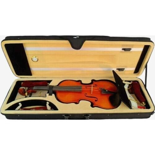 High-grade beige portable violin case square box package gold table double strap cloth 1/4 1/8 1/2 3/4 4/4