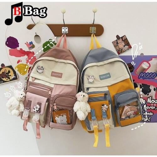 Japanese series Women Backpack New Fashion Female Canvas Bag Cute cartoon Students multifunctional Transparent Bag ita Bag