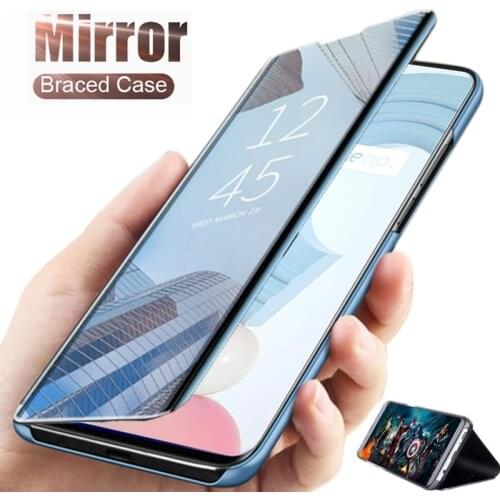 For Oppo Realme C21 C21Y Mirror leather Stand Phone Case For Realme C11 C15 C17 7 Pro X3 SuperZoom X50 V5 Smart Flip Cover