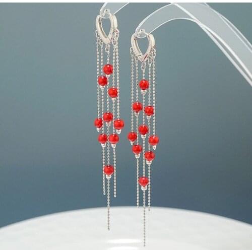 New Fashion 925 Sterling Silver Long Tassel Pearl Earrings Super Fairy Atmosphere Exaggerated Earrings Jewelry For Women Party