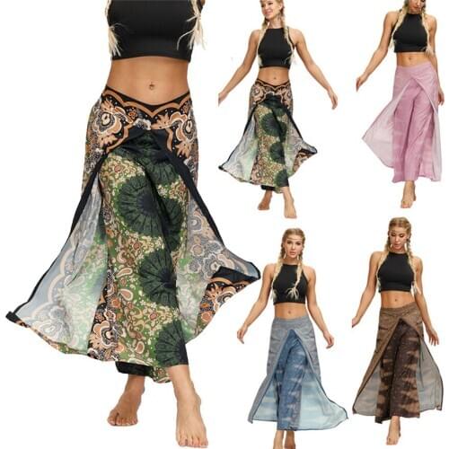 Womens casual summer loose yoga pants loose bohemian jumpsuit loose wide leg pants