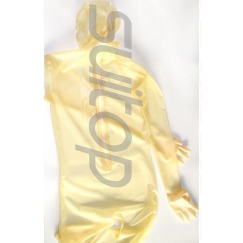 Womens full cover body catsuit with back to waist in clear trasparent hoods gloves socks attahced