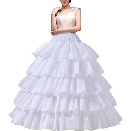 Womens Crinoline Petticoat 4 Hoop Skirt 5 Ruffles Layers Ball Gown Half Slips Underskirt for Wedding Bridal Dress