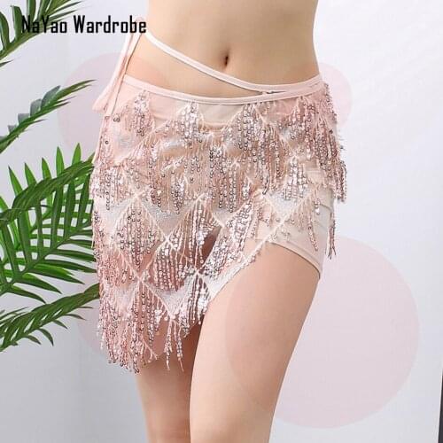 2021 New 3059 Sequins Design Latin Dance Dress Hip Scarf Women Latin Dance Skirt Belly Dance Skirt for Modern Dance Perdormance