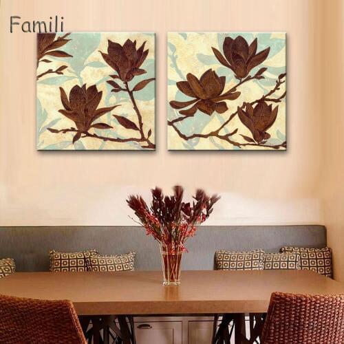 2pcs Retro Plants Leaves Canvas Art Paintings Print Poster Pictures Walls Living Room Bedrooms Bedside Home Decorative Mural