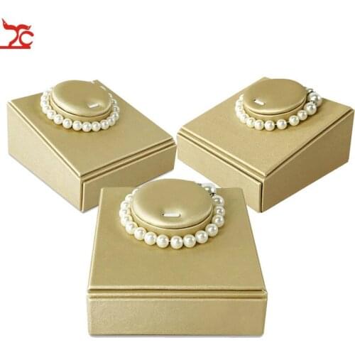 3pcs/lot Bracelet Jewelry Organizer Holder Wooden Gold Leather Bangle Anklet Jewelry Exhibition Stand Display for Bracelet