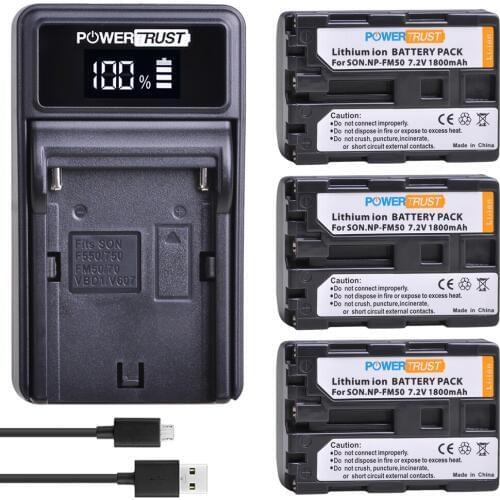3Pc NP-FM50 NPFM50 FM55H Battery akku +LED USB Charger For Sony NP-FM51 NP-FM30 NP-FM55H DCR-PC101 A100 Series DSLR-A100