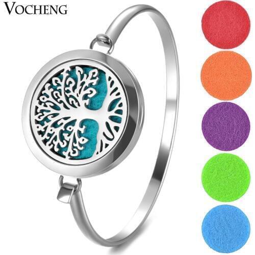 316L Stainless Steel Perfume Diffuser Locket Bracelet Family Tree Magnetic Bangle Randomly Send 10pcs Oil Pads as Gift VA-804
