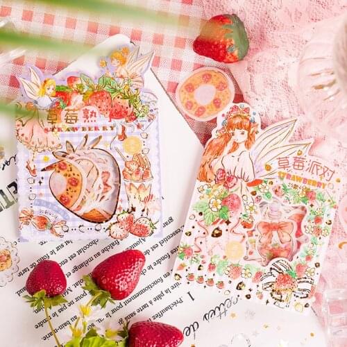 40 pcs /Pack Strawberry Elves Hand Account Photo Album Decoration Sticker Label