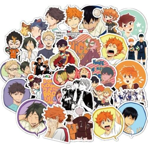 50pcs haikyuu Waterproof Stickers Cartoon Graffiti Sticker Stickers For Laptop Luggage Skateboard Phone Decals DIY Scrapbooking
