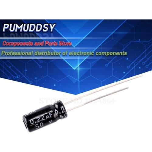 50PCS Higt quality 50V0.22UF 5*11mm 0.22UF 50V 5*11 Electrolytic capacitor