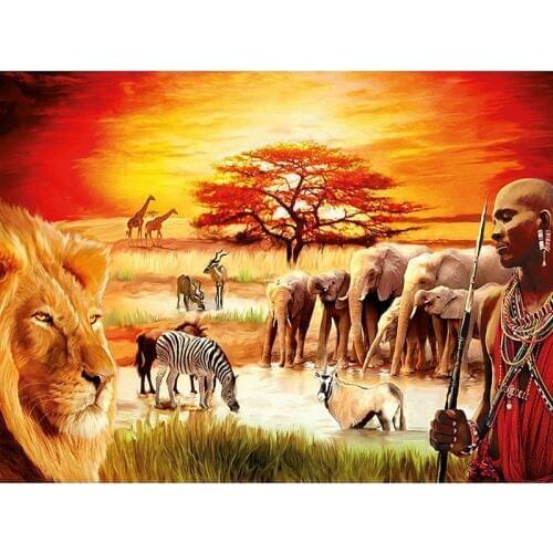 5D Diamond Painting Cross Stitch Handmade Diamond Embroidery African elephant Rhinestones Diamond Mosaic Animals Home decor gx