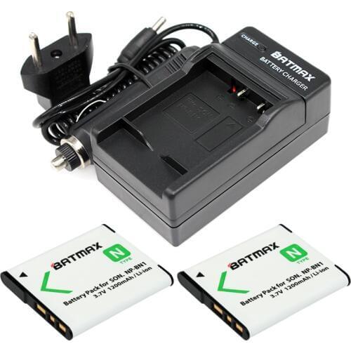 2pcs 1200mAh NP-BN1 NPBN1 NP BN1 Camera Batteries + Charger Kit for SONY DSC TX9 T99 WX5 TX7 W390 W380 W350 W360 QX100 W370 W730