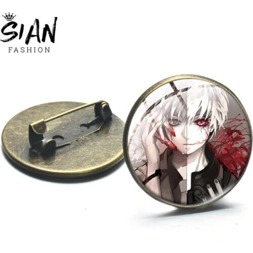 SIAN Japanese Anime Tokyo Ghoul Brooch Kaneki Ken Touka Kirishima Art Photo Cosplay Badge Button for Clothes Party Birthday Gift