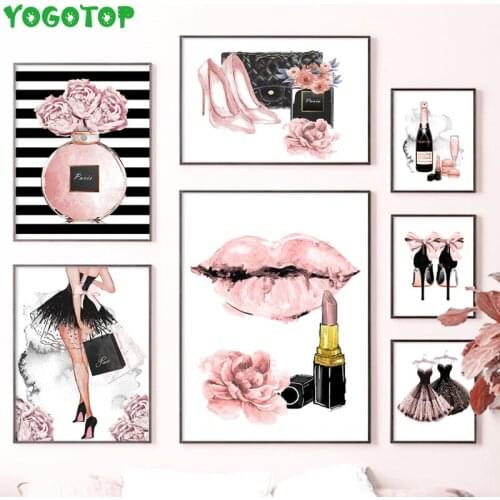 Girl Perfume Flower Lipstick High Heels Wall Art Diy Diamond painting Full mosaic diamond embroidery Fashion Shop Decor YY5074