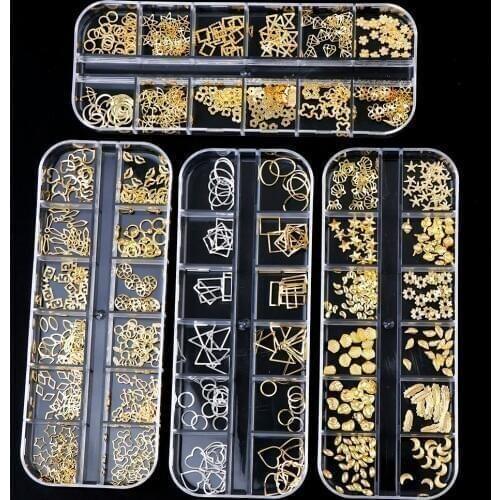 DIY 3D Metal Nail Decoration Nail Accessories 12 Boxes / Box Art Mixed Jewelry Metal Gold / Silver Rivets Star Moon Decoration