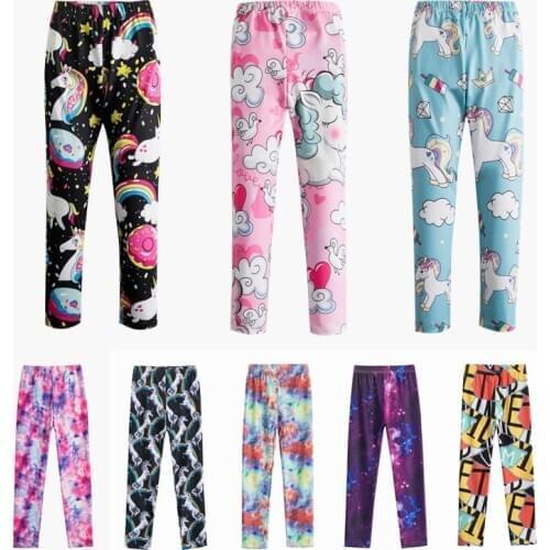Elasticity Trousers For Girls Unicorn Leggings Spring Girls Bottom Clothes Casual Kids Pants Children Cartoon Clothing Trousers