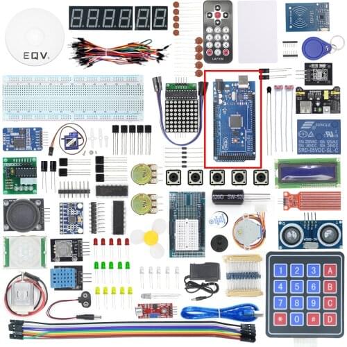 EQV MEGA 2560 Project The Most Complete Starter Kit for Arduino Mega2560 Nano with LCD1602 IIC / Ultrasonic Sensor / Tutorial