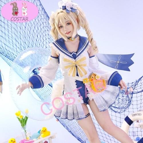 Game Genshin Impact Barbara Shining Concerto Swimsuit Swimwear Cosplay Costume Halloween Carnival Dailydress Party Outfit