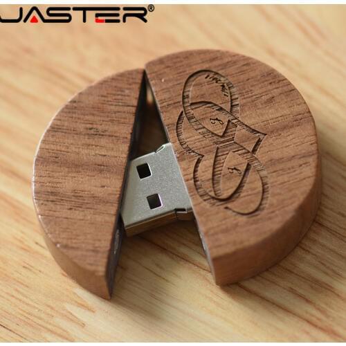 JASTER Wooden Pendrive Round 4GB 8GB 16GB 32GB 64GB USB 2.0(free custom logo) Usb Flash Drive Memory Stick For Photographer