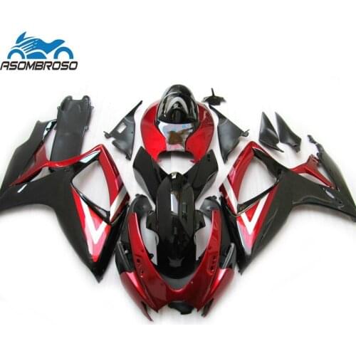 High quality Fairing kit for SUZUKI K6 K7 Injection Molding GSXR 600 750 2006 2007 black red gsxr600 fairings LD50