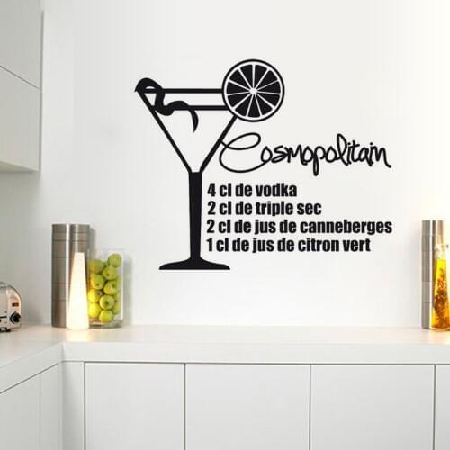Creative Cocktail Quotes Sticker Restaurant Kitchen Removable Vinyl Wall Stickers DIY Home Decor Waterproof Wallpaper JG1560