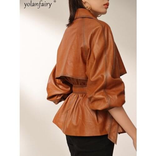 Womens Sheepskin Coat Genuine Leather Jacket Women 2020 Spring Autumn Vintage Biker Motorcycle Jacket Veste Cuir Femme KJ5934