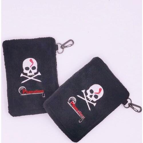 Magnetic Skull Golf Towel Mini Clean For Golf Club Cleaner Tool 5.9x3.9inch Black Color Unisex