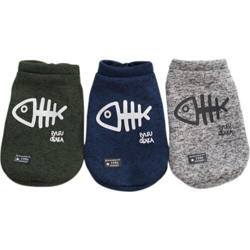 Cute Fish Bone Pattern Dog Clothes Winter Warm Pet Dog Hoodies For Small Medium Dogs Pet Dog Shirt Pullover Clothing Pet Apparel