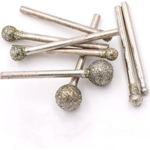 Grinding head mounted tips 60 grit shank spherical diamond Dremel rotary needle round wheel granite