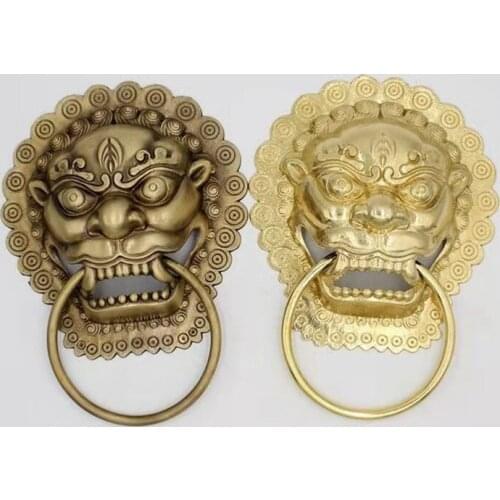 New 6-15cm Pure Copper Lion Head Pull Ring Beast Head Door Knocker Tiger Head Town House Door Handles