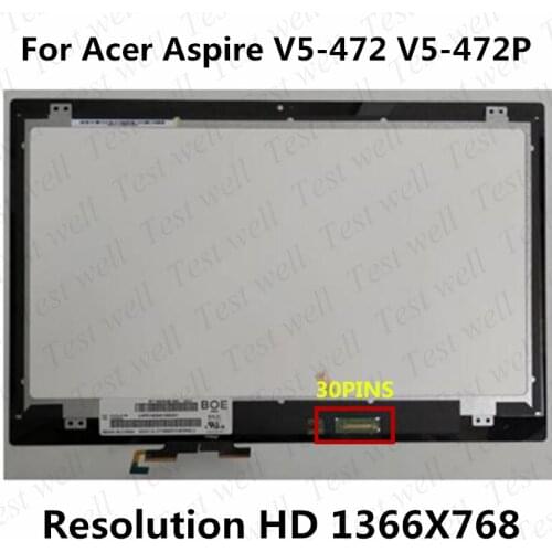 Original 14'' lcd replacement For Acer Aspire V5-472 V5-472P V5-472PG V5-472G LCD display Touch Screen assembly Module 1366*768