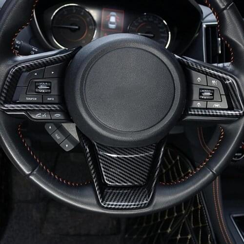 Car Interior Steering Wheel Panel Decoration Cover Trim Fit for Subaru Forester SK 2019 Carbon Fiber Grain car styling
