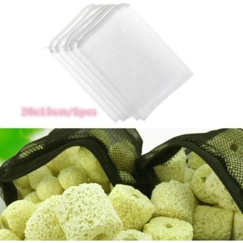 Polyester filter mesh bag aquarium fish tank pond medium zipper mesh bag white isolation storage bag, reusable 20*15/5pcs