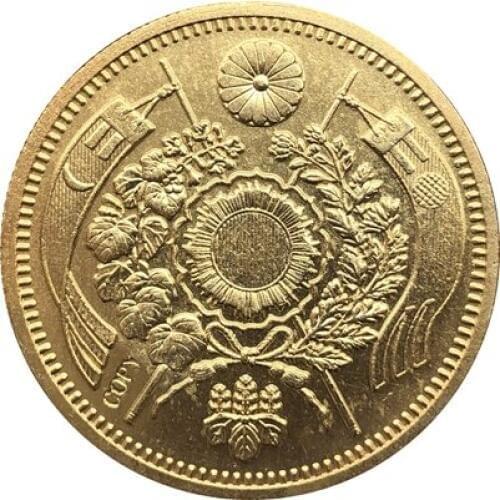 Japan 10 Yen - Meiji 10 years coin copy 29.42mm Gold plated