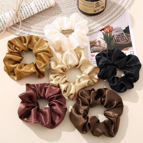 Women Silk Scrunchie Elastic Handmade Multicolor Hair Band Ponytail Holder Headband Hair Accessories 1PC Satin Silk Solid Color