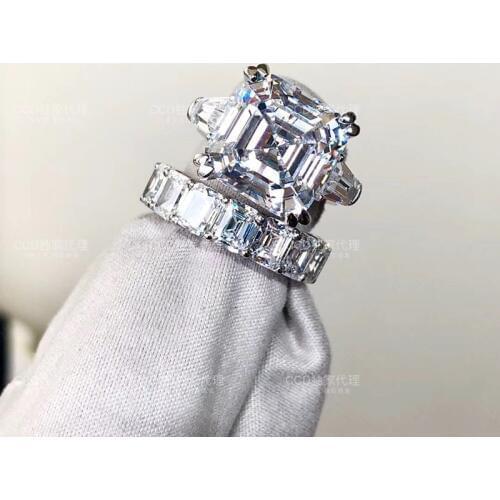 Luxury Promise ring 925 Sterling silver Asscher cut 6ct AAAA cz Stone Engagement Wedding Band Rings for women Bridal Jewelry