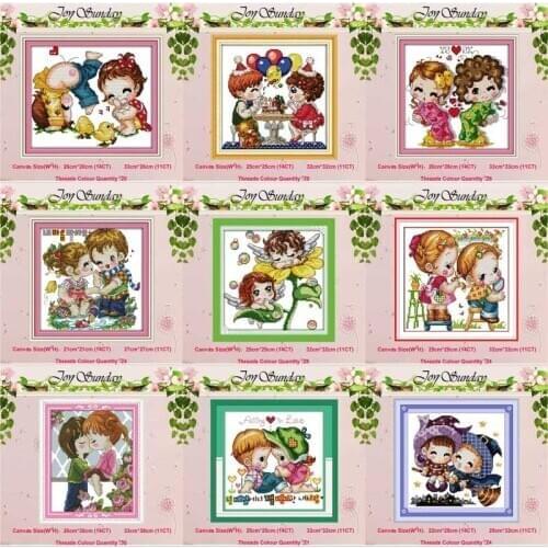 Little boy girl lovers patterns counted 11CT 14CT Cross Stitch Set Cartoon DIY Cross-stitch Kit Embroidery Needlework Home Decor