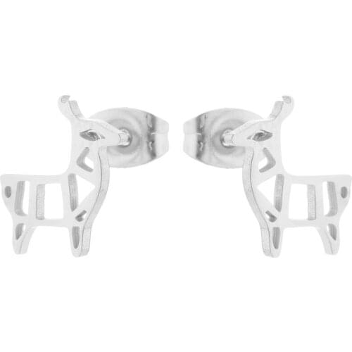 Cute Stainless Steel Mini Elk Earring Stud Earings Minimast Animal Deer Ear Bijoux Women Gift Christmas Jewelry Ornaments