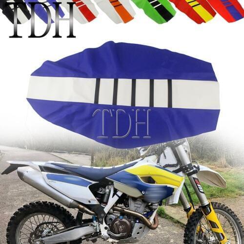 Blue&White MX Enduro Dirt Bike Ribbed Traction Gripper Seat Cover for Yamaha TTR TT-R TT-PW YZ YZX YZF WR TE125 FE250 Motocross